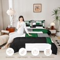 thumbnail image 4 of Manfei Abstract Grid Queen Comforter Set, Forest Green Checkered Comforter Sets Queen, Black Reversible 3pcs, 1 Comforter and 2 Pillowcases, 4 of 6