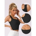 thumbnail image 3 of DARING DIVA Women's Square Neck Ribbed Slim Fit Tank Top w Built-In Bra S Black, 3 of 6