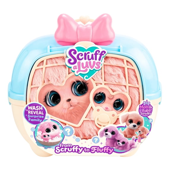 ScruffaLuvs Mom & Baby Scruffs Mystery Plush Toys, Wash to Reveal a Surprise Puppy Family, Nurture, Care & Play, Ages 2