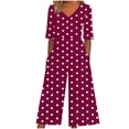 thumbnail image 2 of Wensltd Women Summer Floral Print Casual Short Sleeve Side Pocket Jumpsuit Pants, 2 of 5