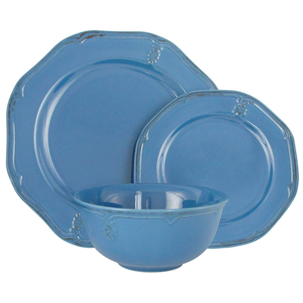 Melange Stoneware 36Piece Dinnerware Set (Antique Blue) Service for