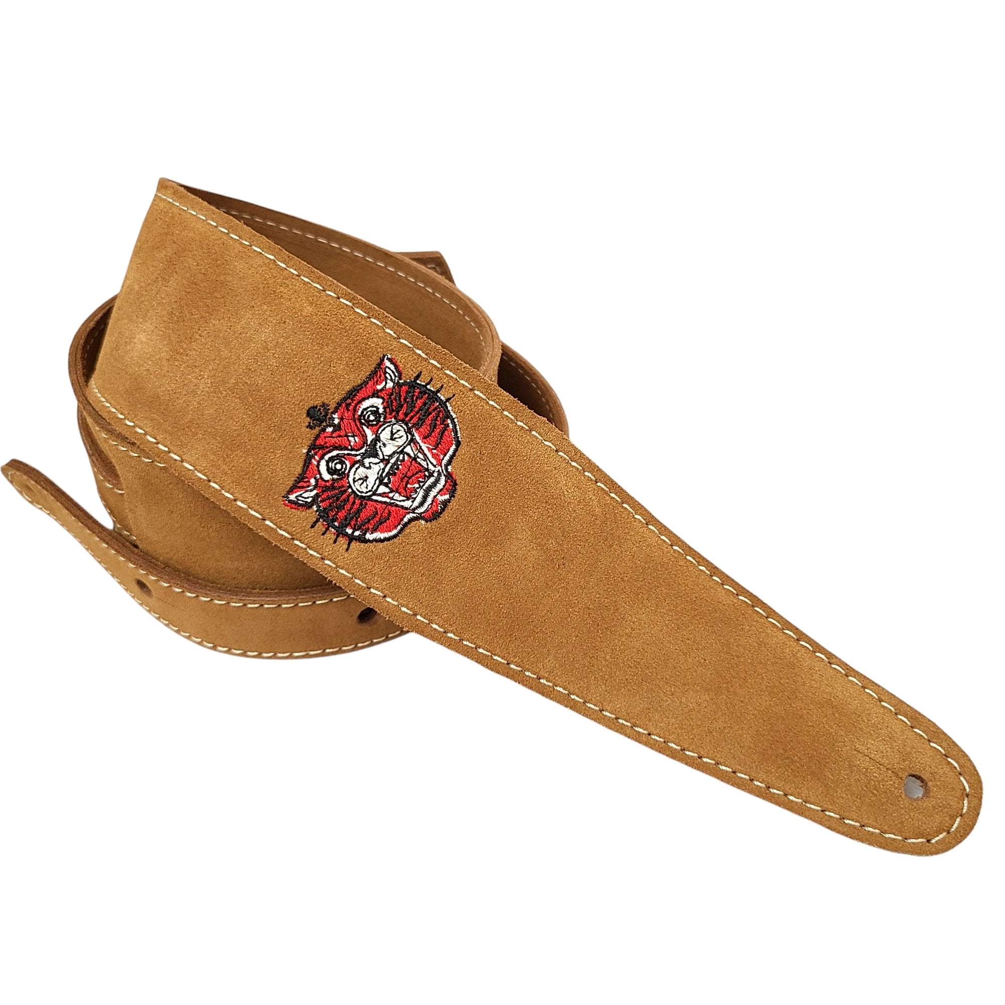Henry Heller Guitar Strap Suede Leather Embroidered Electric Acoustic USA Tiger
