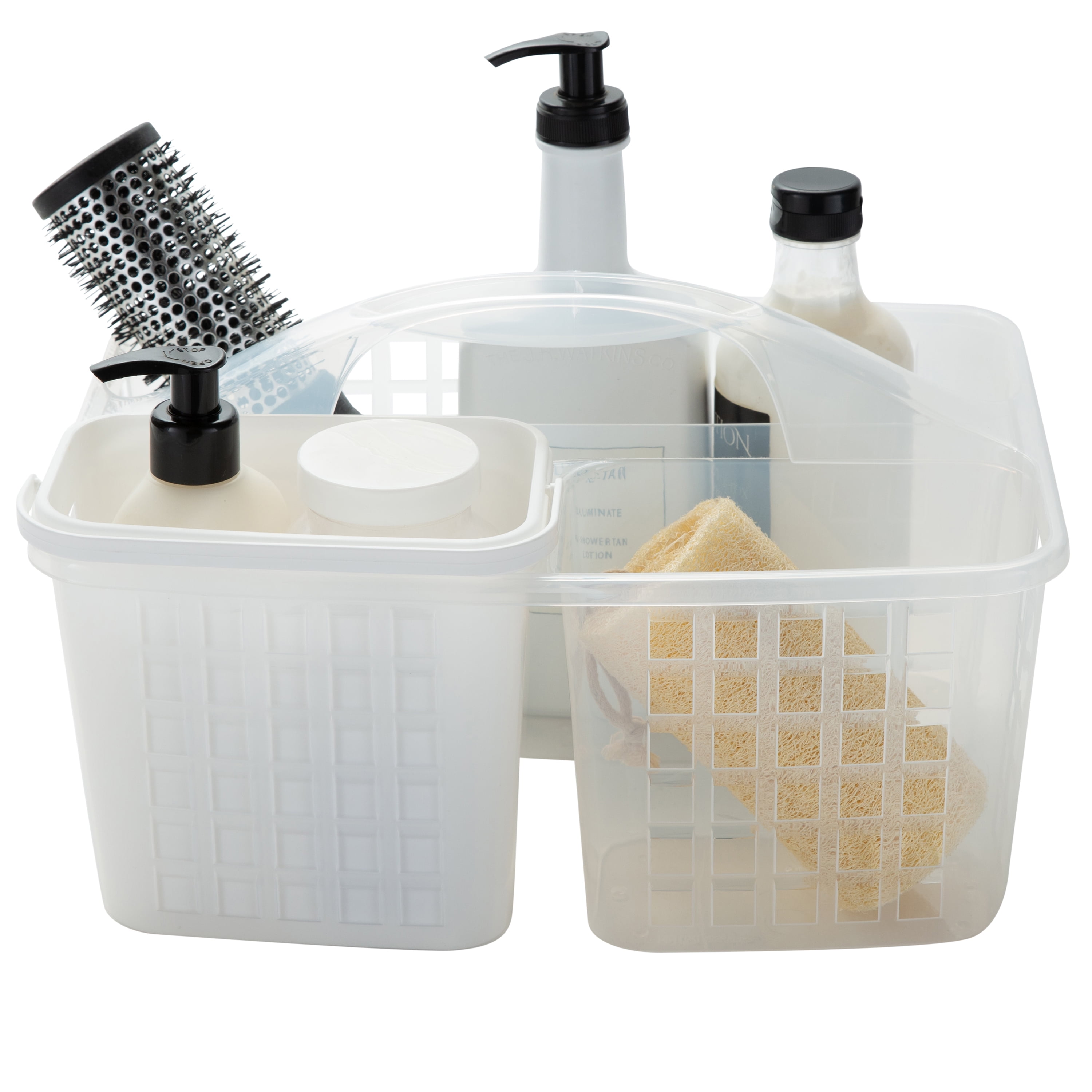 Bath Bliss 2 in 1 Plastic Portable Bath Tote Shower Caddy in White