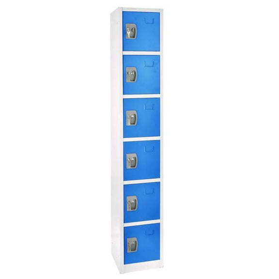 AdirOffice ALHI629206BLU Steel Storage Locker, 6 Compartment, 12 x 12 x 72 in., Blue