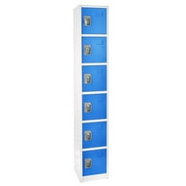 AdirOffice ALHI629206BLU Steel Storage Locker, 6 Compartment, 12 x 12 x 72 in., Blue