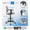 thumbnail image 3 of Boss Office Products Contoured Comfort Rolling Fabric Drafting Stool with Arms in Gray, 3 of 9