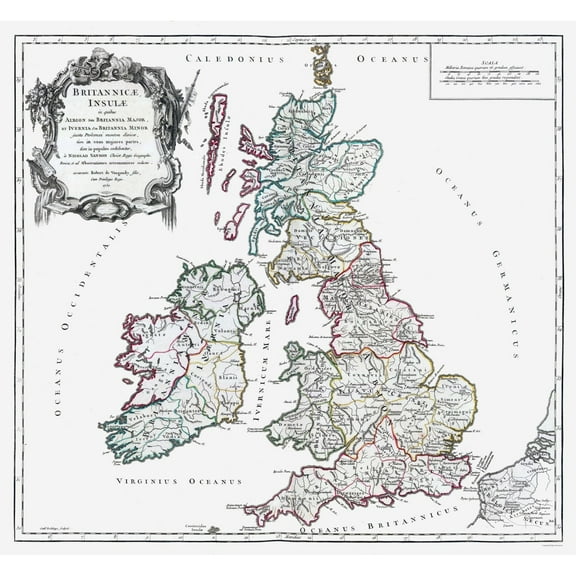 Historic Map - British Isles - Vaugondy 1757 - Vintage Wall Art