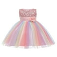 thumbnail image 1 of Robe Formelle pour Filles, Col à Sequins Fleuris, Sans Manches, Robe Princesse Bleue 9-10 Ans, 1 of 6