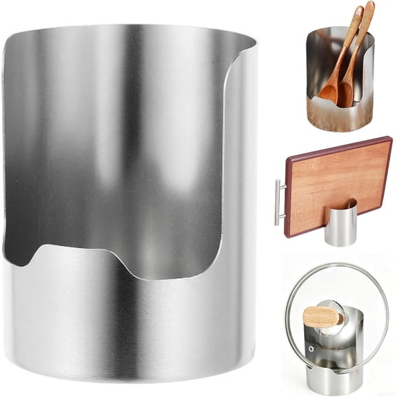 Multi-Functional Kitchen Utensil Holder, Spoon Rest & Pot Lid Holder for Kitchen Counter, Thickened Stainless Steel Cooking Tool Rack, Compact Home Countertop Organizer