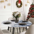 thumbnail image 6 of Round Fitted Tablecloths with Elastic Edge Winter Christmas Blue Tree Waterproof Table Cover for Kitchen Dining Party Decor,45" - 54", 6 of 9