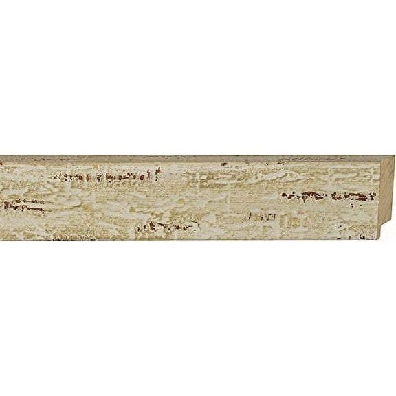Picture Frame Moulding (Wood) 100Ft Bundle - Distressed/Aged White Finish - 2" Width - 9/16" Rabbet