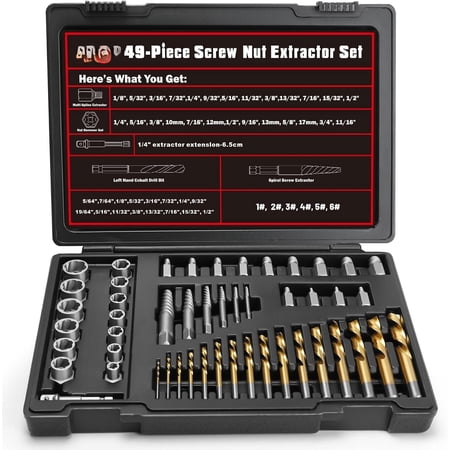Bolt Extractor Set, Stripped Nut Remover Twist Sockets, Fit 3/8" Square Drive with Solid Storage Case(49pcs, Black)