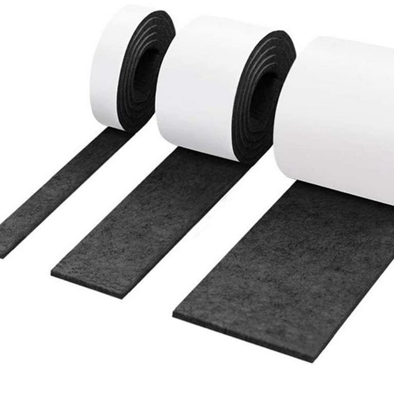 3 Packs Heavy Duty Felt Strip Roll with Adhesive Backing Self Adhesive Felt  Tape Black