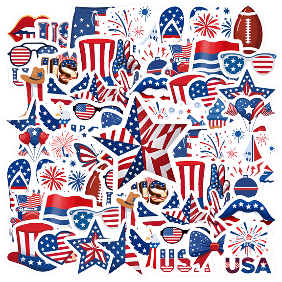 35pcs-50pcs Patriotic Stickers USA Waterproof Graffiti American Stationery Stickers for Suitcase Laptop Phone