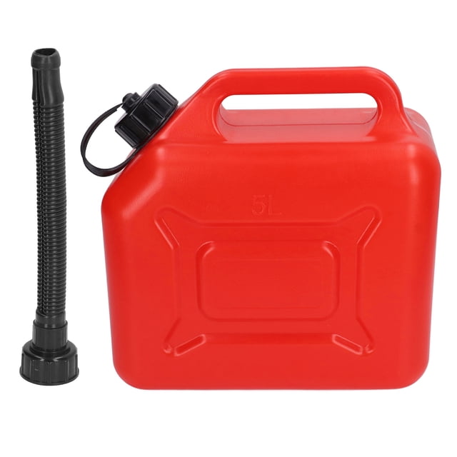 Contenedor De Combustible, Lata De Combustible De Gasolina De 5 Litros Contenedor De Gasolina Portátil Rojo Sin Fugas De ABS De 1,3 Galones Con Tubo De Salida De 27 Cm Y Báscula Para Motocicletas, SUV
