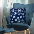 thumbnail image 6 of PAVILIA Snowflake Blue Throw Pillow Covers with Pom Pom 18x18 Set of 2, Christmas Decorative Pillow Cases for Bedroom, Holiday Small Pillows Set for Bed, Velvet Winter Plush Cushion Covers Sofa Couch, 6 of 7