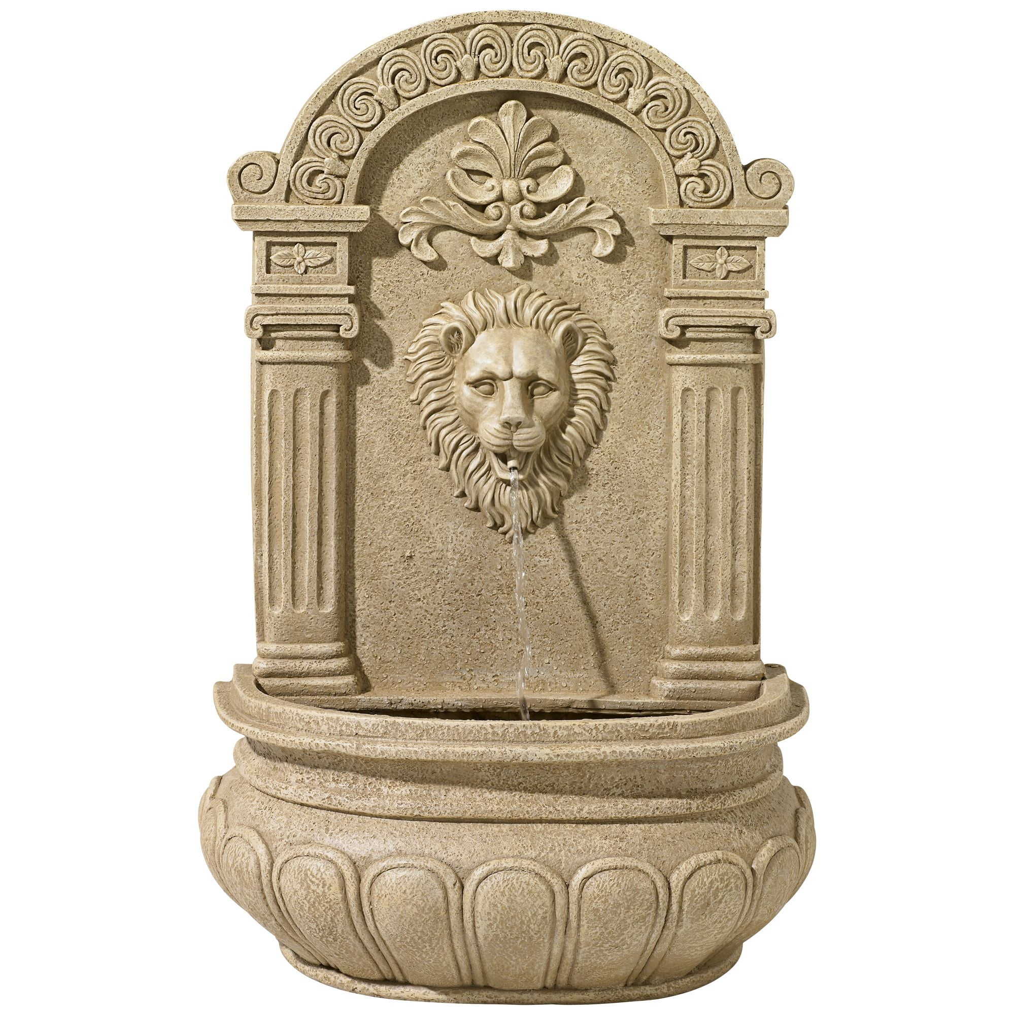 Royal Lion Face 31" High Large Italian Indoor Outdoor Decor Sand Stone Wall Fountain Statue Outside Garden Patio