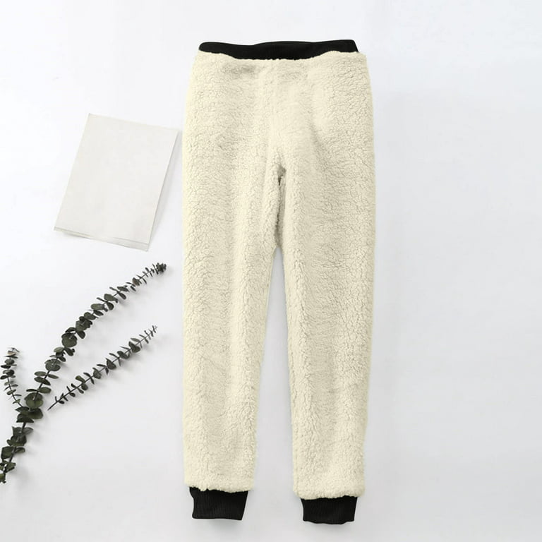 RQYYD Women's Plus Size Sherpa Lined Sweatpants Winter Warm Fleece