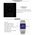 thumbnail image 5 of Men Watch Classic Analog Quartz Date Stainless Steel Milanese Mesh Band Ultra-Thin Rectangle Dial Luminous, 5 of 6