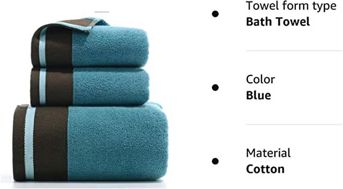 Nvzi 3 Piece Bath Towel Set, Combed Cotton Bath Towels Absorbent Bath Sheets Soft Shower Towels Bathroom Hand Towel Luxury Bath Towels Sets for Bathroom,Blue