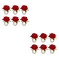 thumbnail image 2 of Anillos de Servilleta de Flores Artificiales Injueey 6 Piezas Rojo 2Conjunto, 2 of 6