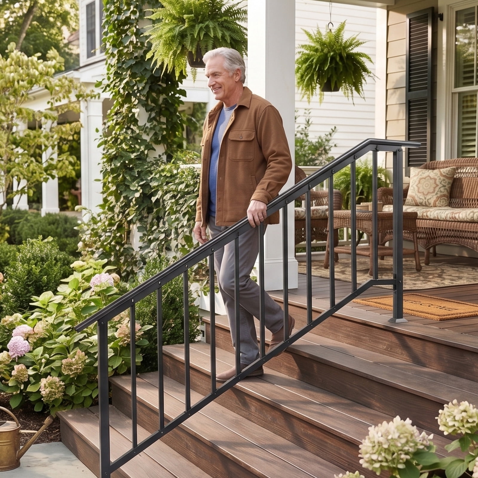 Handrails for Outdoor Steps Fits 5 to 6 Steps