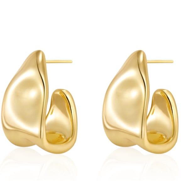 GOSFRY Chunky Stud Earrings for Women 14k Gold Plated Hypoallergenic Earrings Statement Dangle Geometric Earrings Lightweight Trendy Fashion Jewelry Gifts
