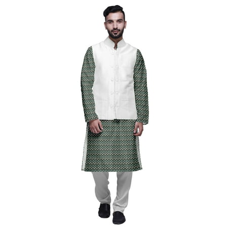 

Atasi Indian Kurta Pyjama Jacket Set For Men Printed Classic Casual Clothing