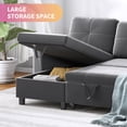 thumbnail image 3 of ZAFLY Sectional Sleeper Sofa with Reversible Left/Right Storage Chaise,Modern Futon Sofa Bed L-Shaped Couch Bed,Dutch Velvet Pull Out Sofa Couch Bed for Living Room/Apartment (Dark Gray), 3 of 7