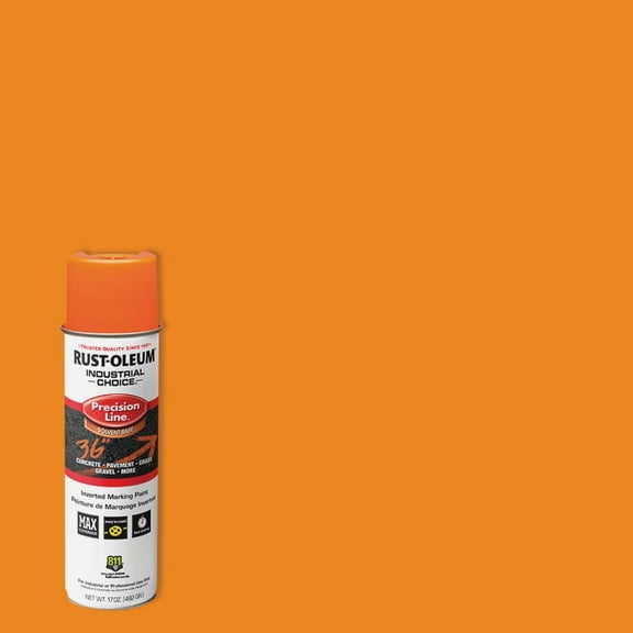 Rust-Oleum 203027V Fluorescent Orange Industrial Choice M1600 System Solvent Based Precision Line Inverted Marking Paint, 17 Oz.