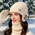 thumbnail image 5 of LOOIKOOS Winter Knit Beanie Hat Neck Warmer Scarf and Touch Screen Gloves Set Warm and thick, 5 of 6