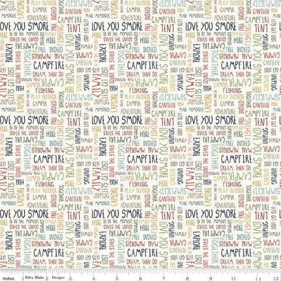 Love You S'more Text Cream Cotton Fabric