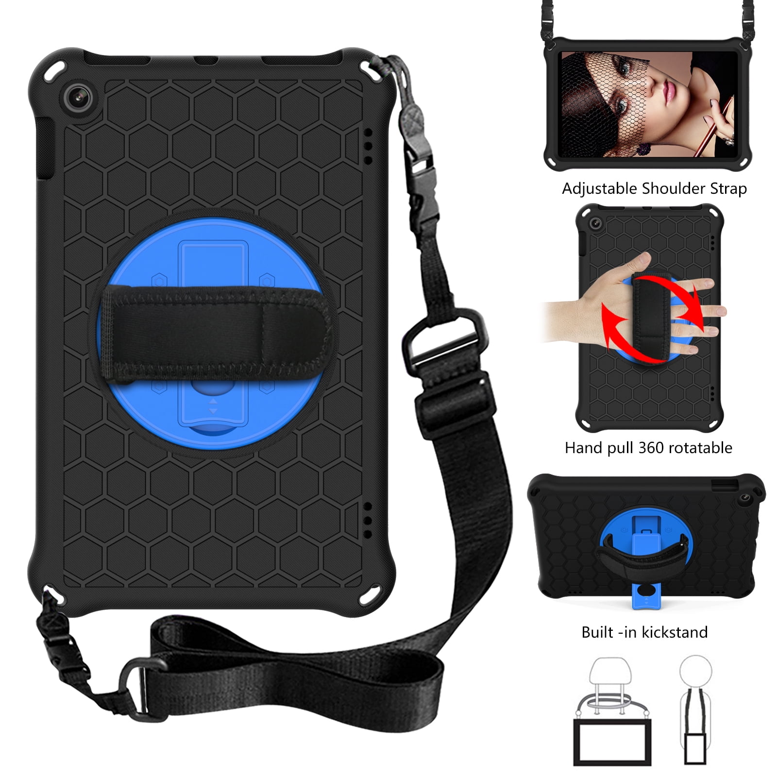 Case for All-New Kindle Fire HD 10 (9th/7th/5th Generation 2019/2017/2015 Release) 10.1 Tablet Slim Kids-Friendly Lightweight EVA Rubber Convertible Handle Stand Shockproof Protective Cover