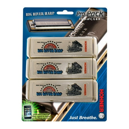 Hohner Big River Harp MS Harmonica Pack in Chrome - Key of C, G, A