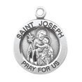 thumbnail image 2 of Sterling Silver Patron Saint St.Joseph Medal Pendant Necklace in 18 Inch Rhodium Plated Stainless Steel Chain, Deluxe Velvet Gift Box - Made in USA, 2 of 4