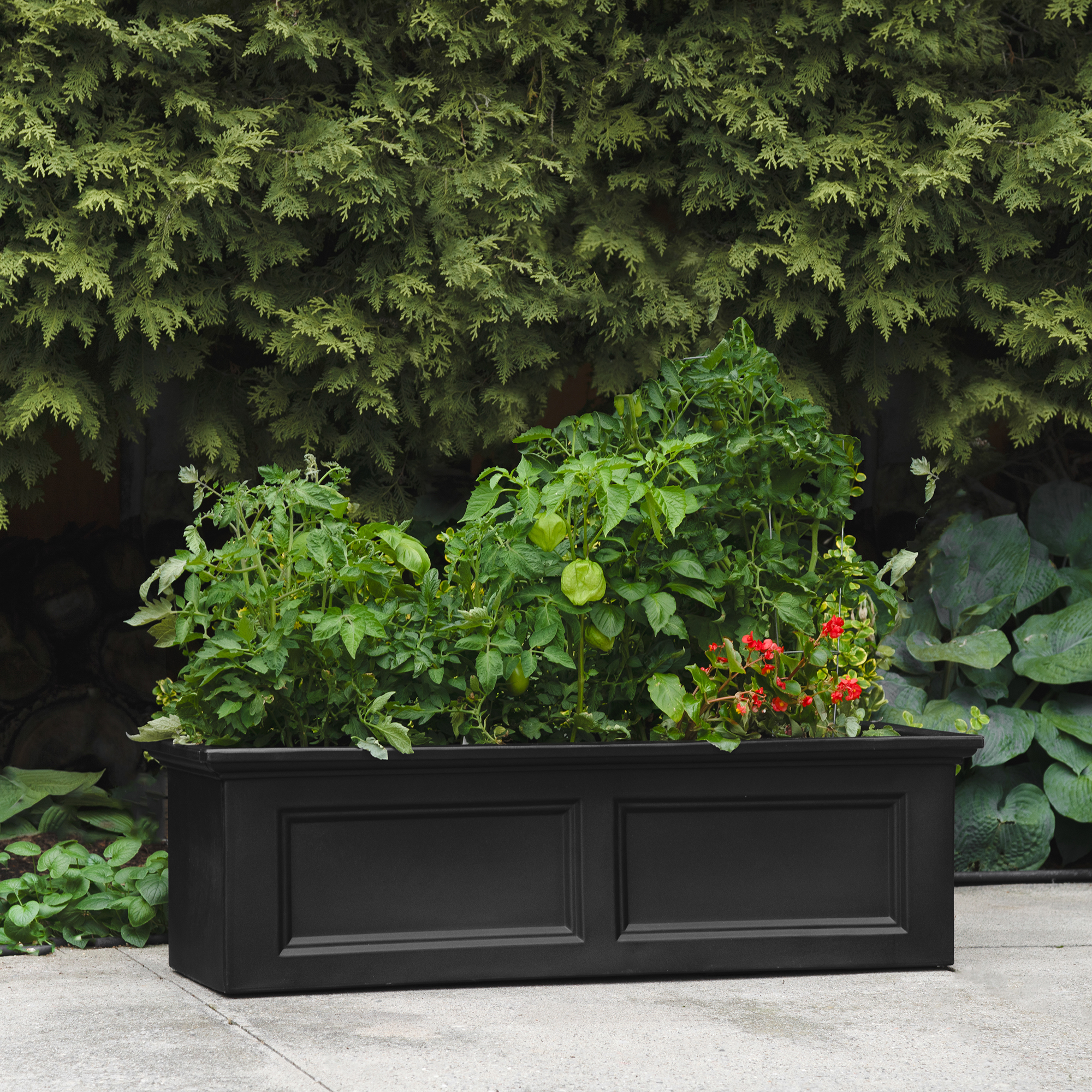 Mayne Fairfield 48" x 18" x 14" Rectangle Black Self Watering Garden Bed Planter