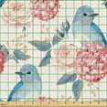 thumbnail image 2 of Ambesonne Bird Print Fabric by the Yard Upholstery, Hydrengea Peony Floral, 5 Yards, Soft Blue Rose and Pale Pink, 2 of 5