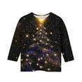 thumbnail image 5 of YUNAFFT Girls Christmas Print Casual 3/4 Sleeve Round-Neck Blouses & Shirts Cotton-Like Comfort Fit Elastic 4-14Y, 5 of 7