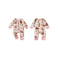 thumbnail image 2 of Cjfdfy Newborn Baby Girls Boy Western Cowgirl Outfit Cow Cactus Printed Long Sleeve Zip-up Romper Cute Farm Animal Outfit Infant Cute Coming Home Fall Winter Clothes 0-18M, 2 of 9