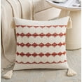 thumbnail image 5 of Fancy Homi Set of 2 Burnt Orange Decorative Throw Pillow Covers 20x20 inch for Couch Bed Sofa Living Room Office, Aesthetic Organic Farmhouse Home Decor, Woven Textured Cushion Case with Tassels, 5 of 7