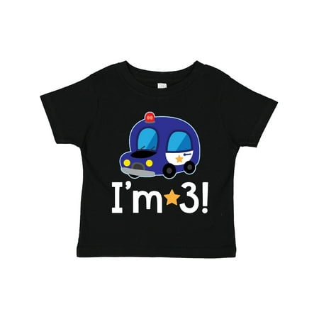 

Inktastic 3 Year Old Birthday Policeman Car Gift Toddler Boy Girl T-Shirt