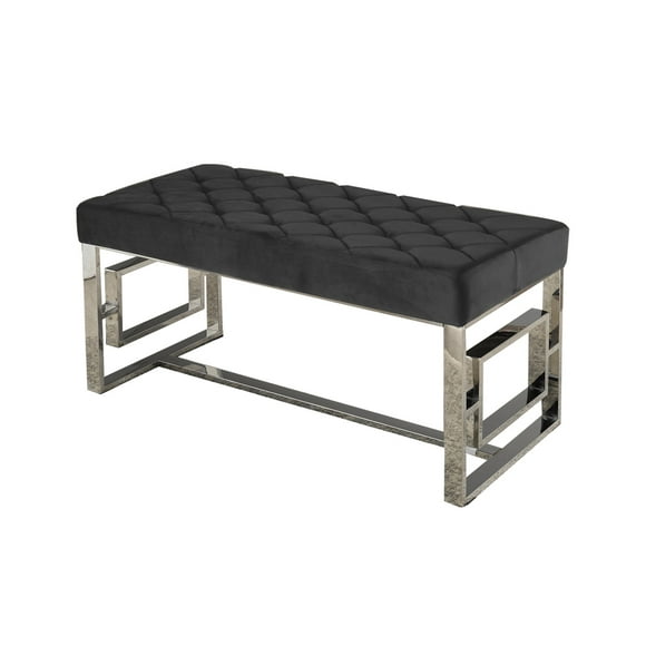 IFDC - Bench with Padded Seat and Chrome Leg, 39''x19''x19 '', Black Velvet