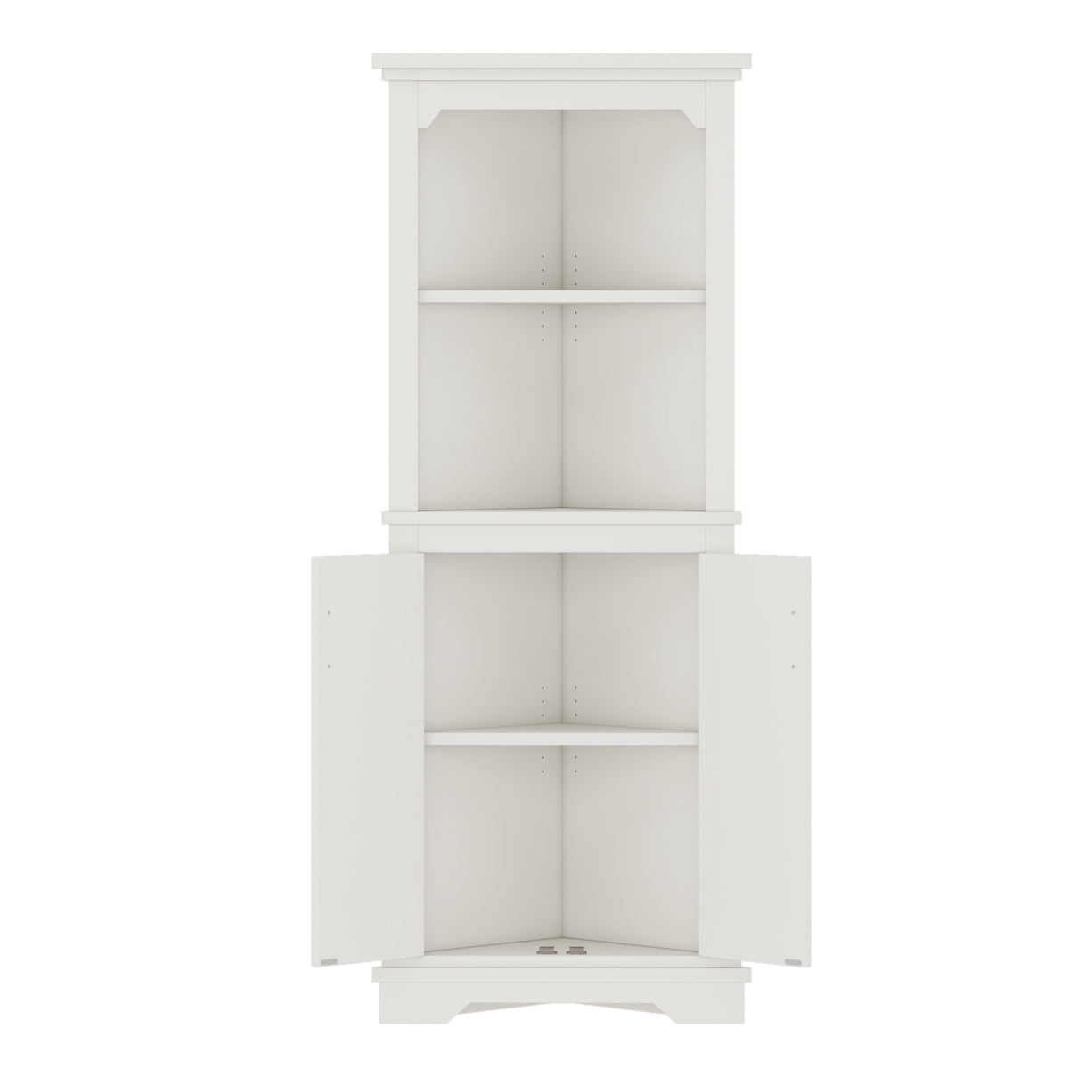 Tall Corner Cabinet with Doors for Living Room, 69.4" Storage Cabinet with Open Shelves, Space-Saving Corner Storage for Bathroom Dining Room Kitchen, White