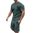 thumbnail image 1 of SHIXIAOO Ensemble de Sport d'Été pour Hommes, Manches Courtes, Col Rond, Imprimé Noix de Coco, 3 Boutons, 1 of 4