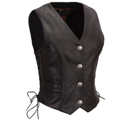 First Manufacturing Women's Native Lacy Motorcycle Vest Black (Best First Motorcycle For A Woman)