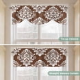 Classic Floral Pattern Tie Up Valances Curtain, Brown Background White ...