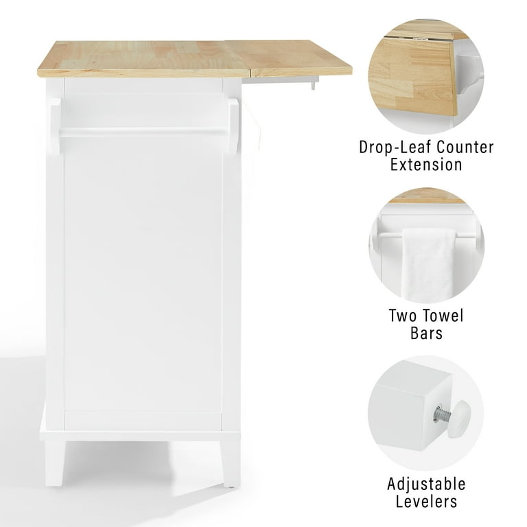 Crosley Cora Drop Leaf Kitchen Island White & Natural