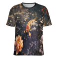 thumbnail image 5 of Lucky Koi Fish Lotus Leaf Womens Tops Women's Fashion Casual Short Sleeve Flower Print Round Neck Pullover Top Blouse, 5 of 6