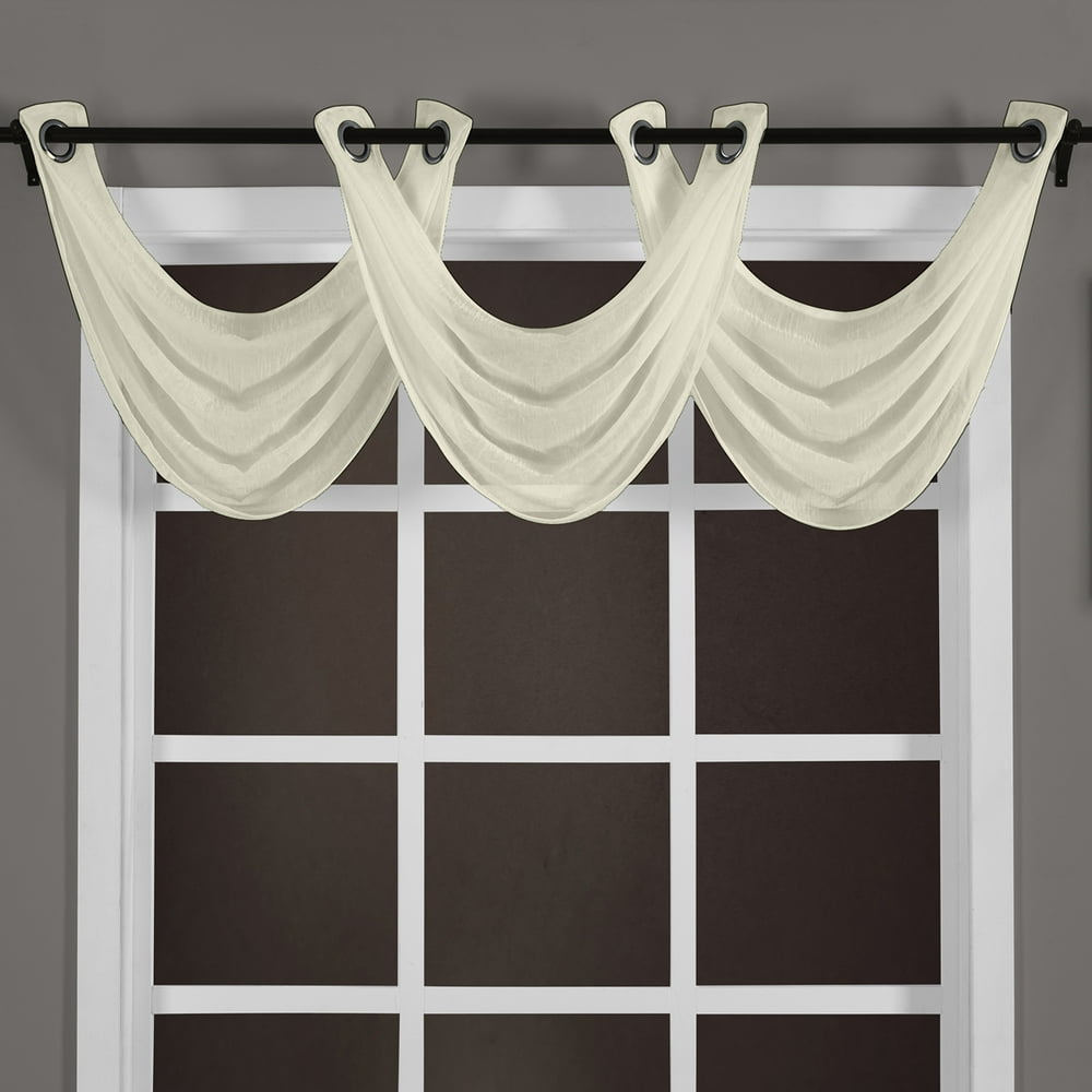 Abri Grommet Crushed Sheer Waterfall Valance (Single) 24 x 24