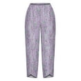 thumbnail image 4 of Generic Womens Plus Size Pants Irregular Hem Pajama Pants Fashion Print Elastic Waist Loose Casual Sleepwear Pants with Pocket, 4 of 4